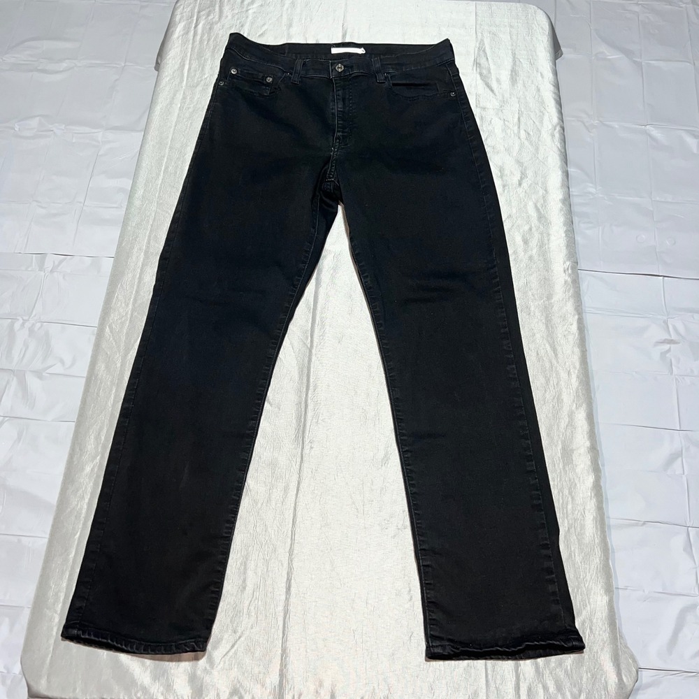 Levis 724 High‎ Rise Straight Jeans Black Denim Womens Size 32 Stretch Slim Leg